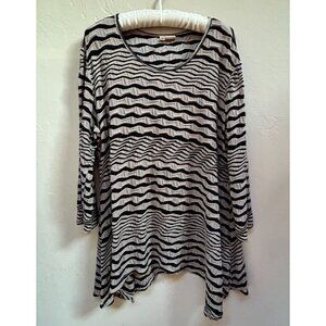 Tianello Steve Barraza ASBURY Blouse Lagenlook Tunic Top Textured XL Black Gray